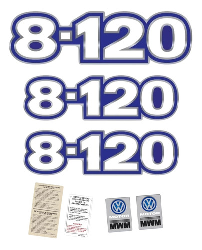 Kit Adesivo Volkswagen 8-120 Emblema Mwm Caminhão Cmk17