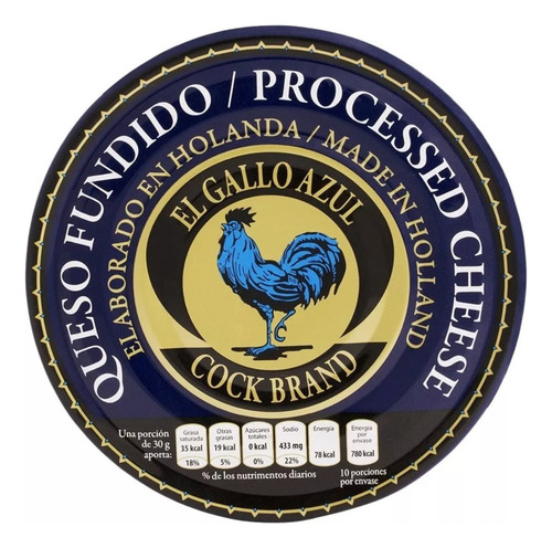 5 Latas Quesos Fundidos Gallo Azul De 300g Cada Uno
