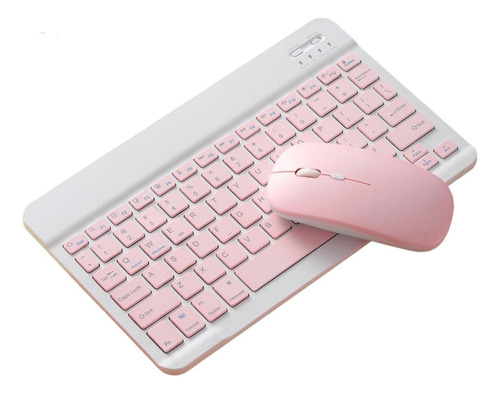 Kit Teclado + Mouse Sem Fio P/ Galaxy S8 11 X706 Rosa