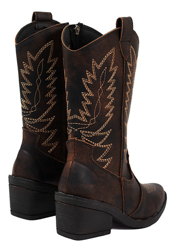 Botas Texanas Caña Media Taco Bajo Mujer Cuero Eco