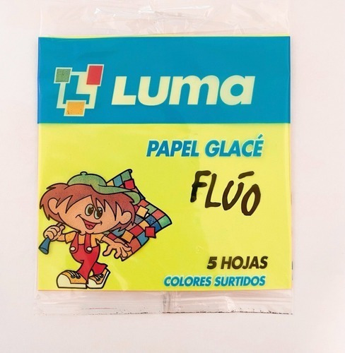 Papel Glacé Fluor 10x10 Cm X 5 Hojas Pack X 5 Sobres Luma