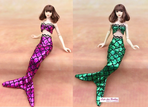 Roupa Sereia Para Boneca Barbie Susi Princesa Disney Vestido