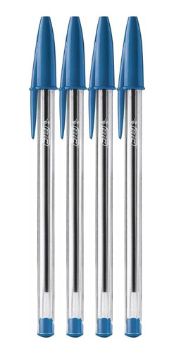 4 Boligrafos Pluma Bic Dura+ Punto Medio 1 Mm Lapicero Azul