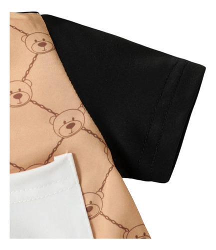 Conjunto Para Bebé Niño Camisa Estampada Y Pantalón Corto Café 9-12 M
