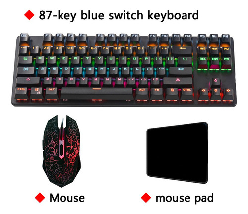 Gamer - Alfombrilla De Ratón Con Teclado Mecánico, Color Azu