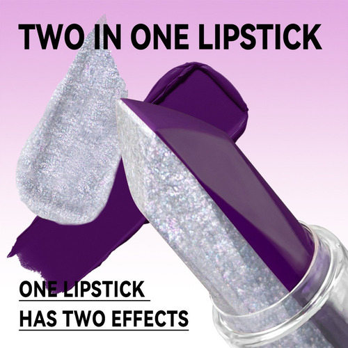 Lápiz Labial Degradado De Dos Tonos, 2 En Uno, Morado, Silve
