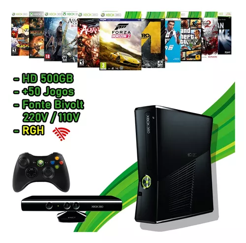 Darkgames - Xbox 360 bloqueado mais kinect, dois jogos e