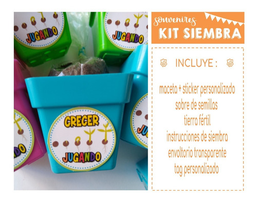 Souvenir Kit Siembra Educativo Maceta Nº 6 Pack X 30