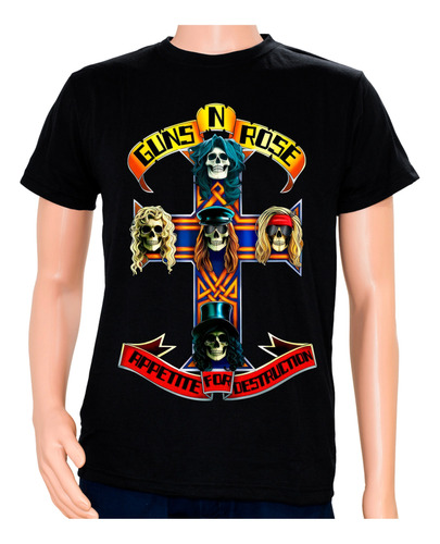 Remera Camiseta  Algodon Guns Roses Musica Rock Niño Adulto 