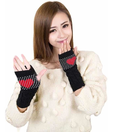 En Stock Abfa Shop Guantes Mitones Kawaii Corazon Negro