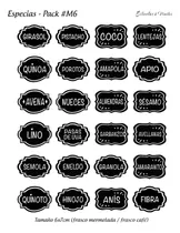 Comprar 24 Etiquetas Vinilo Frascos Mermelada Especias - #pack M6 