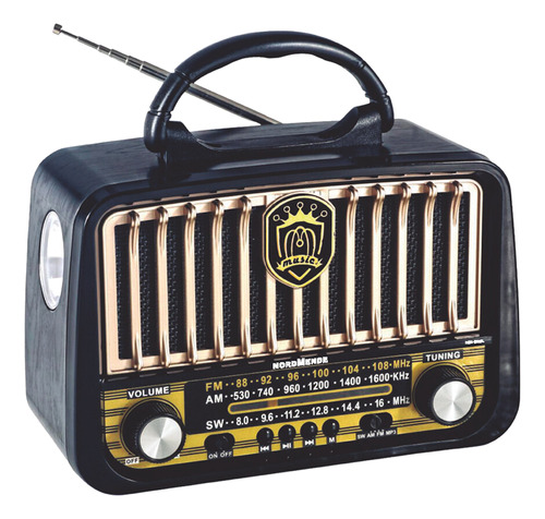 Radio Retro Portátil Linterna Bluetooth Nordmende Nrd-rr20l Color Negro