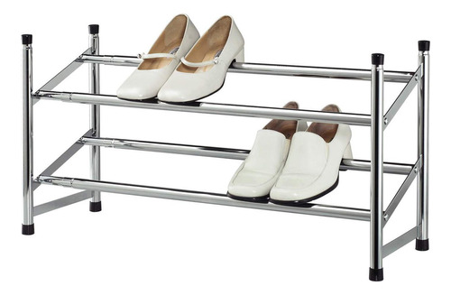 Home Basics Zapatero Expandible De 2 Niveles (plateado) Ide.