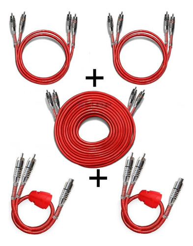 Kit Cabo Rca Stetsom 1x 5mt + 2x 1mt + 2x Y 1f2m Dupla Blind