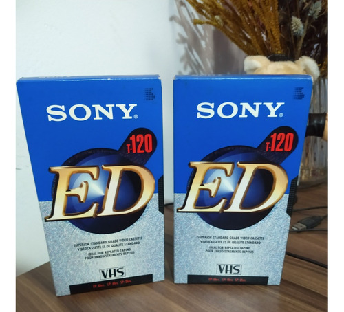 2 Fitas Vhs P/ Video Cassete Sony Ed - T120