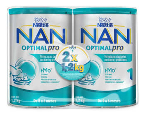 Fórmula Infantil (2 Latas De 1.2 Kg C/u) Nan Optimal Pro 1