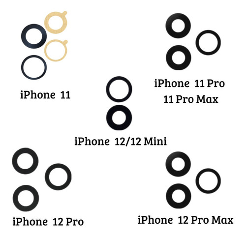 Lentes De Cámara iPhone 11, 11 Pro, 12, 12 Pro, 12 Pro Max