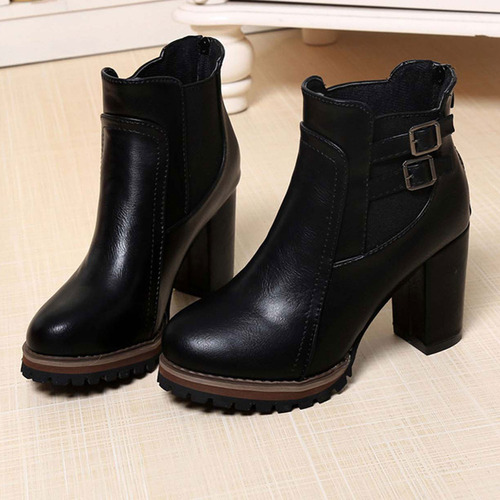 Botas De Tacón Alto Con Tacón Grueso C Para Mujer, Punta Red