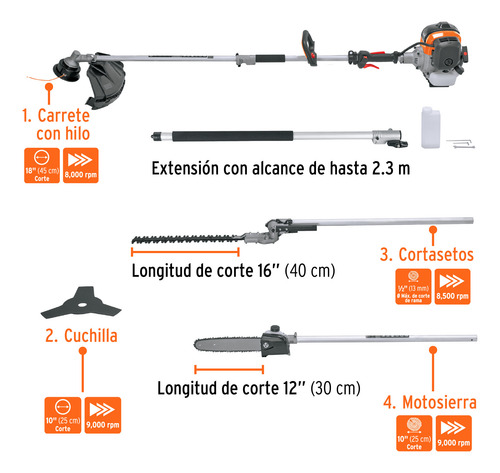 Desbrozadora Multifuncional 2 Hp Uso Profesional 103205