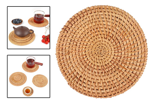 Esteiras Redondas De Vime Para Pratos De Cozinha, 18cm