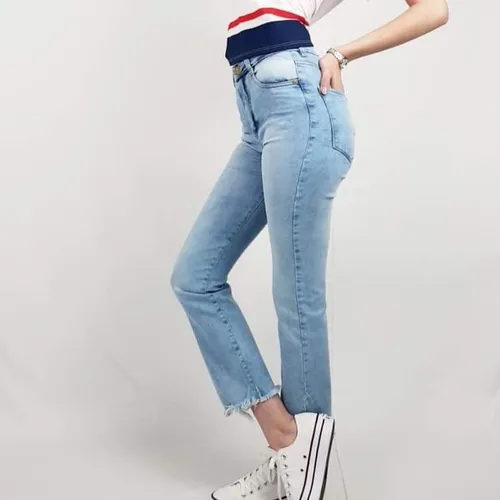 Jeans recto tiro online alto mujer