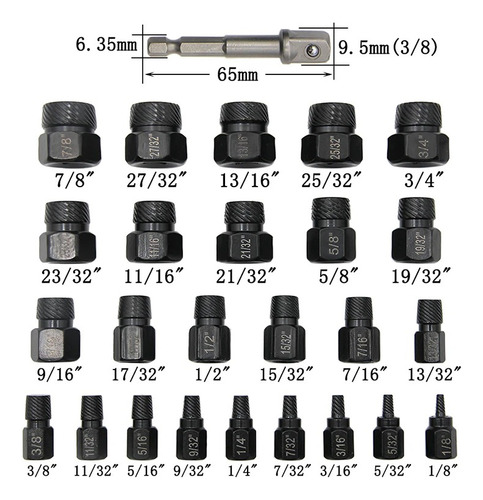 Extractores Perno Tornillo Birlo Dado Tuerca Barrida 26 Pzs