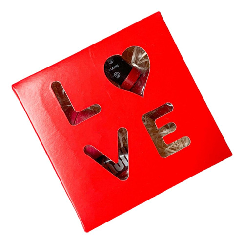 Caja Multiuso Roja - X 10 C/visor Love (12x12x5 )