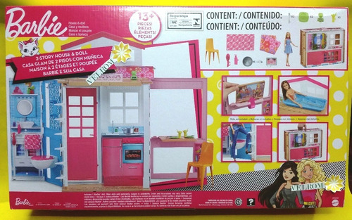 Set De Juego Barbie Casa Glam 2 Pisos Muñeca Y Accesorios