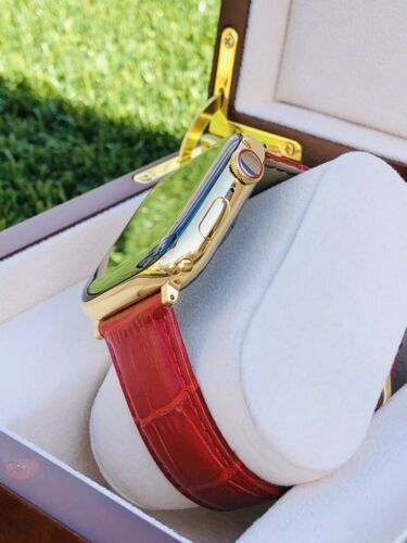 Reloj Apple Watch Serie 6 Chapado En Oro 24k 44mm Acero I...