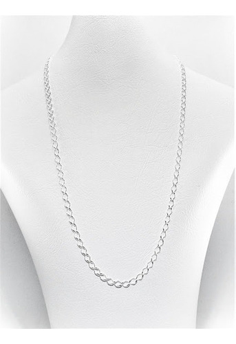 Collar De Plata Cadena Groumet Abierta 4mm 50cm P625 