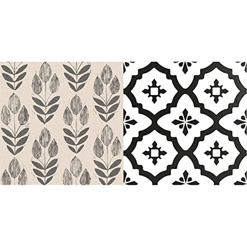 Papel Pared Folk Tulip & Baldosas Piso Comet, Negro