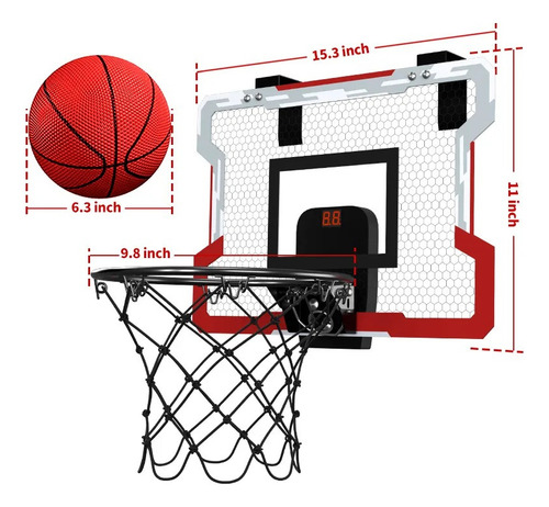 Suporte Aro Basquete Basquetebol Contador 3 Bolas Inflador
