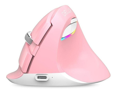 Mouse vertical inalámbrico recargable Delux  M618 Mini pink