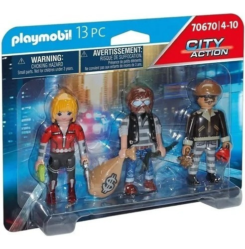 Playmobil 70670 City Action Set X 3 Figuras De Ladrones