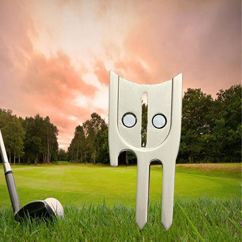 Golf Divot Tool Marcador De Bolas Reparación Verde Plata