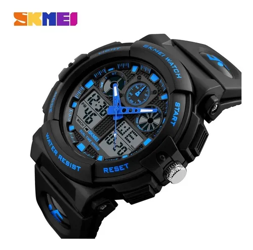 Reloj Skmei 1270 Analogico - Digital, Negro Con Azul