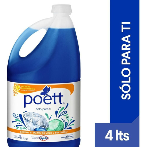 Limpiador Desinfectante Liquido Poett Solo Para Ti X 4 Lt