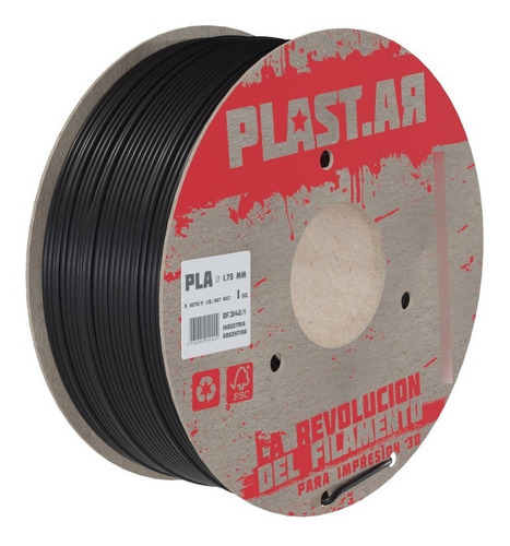 1 Kg Filamento Pla Plastar, 1.75mm, Impresora 3d, Argentino Color Negro