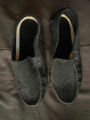 Zapatos Mocasines Negros Cocidos Engamuzados 38