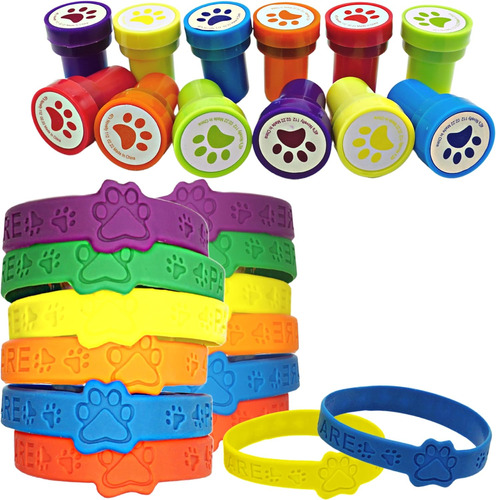 Paw Patrol Party Favor Set, 24 Paw Print Rubber Bracele...