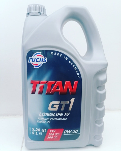 Fuchs Titan Gt1 Longlife Iv Sae 0w-20 5l Vw 508 00/ 509 00