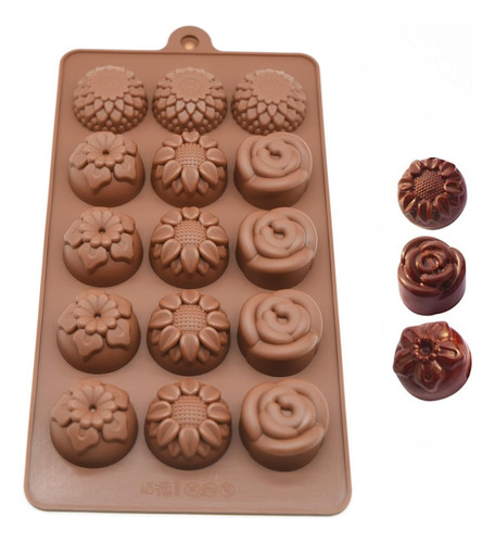 Molde Silicona 15 Cavidades Mini Flores - Chocolates Gomitas