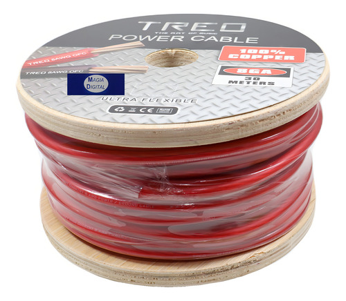 Cable Calibre 8 Treo Tr-pc830rd Rollo 30mts 100% Cobre