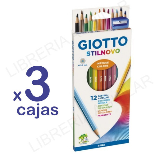 3 Cajas 12 Lápiz Giotto Stilnovo + Sacapuntas + Lapiz Negro