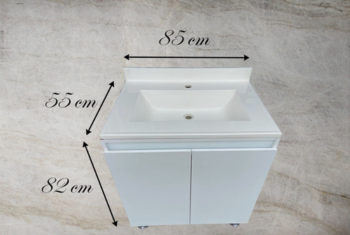 Lavabo Blanco Con Gabinete Blanco 85x55cm Baño Tocador Wc