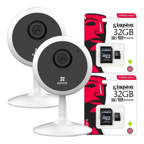 Combo 2 Camara Ip Wifi Ezviz C1c Hd +2 Microsd 32gb Martinez