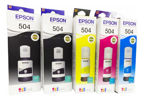 Combo X5u Tintas Originales Epson T504 L4150 L4160 En Caja U