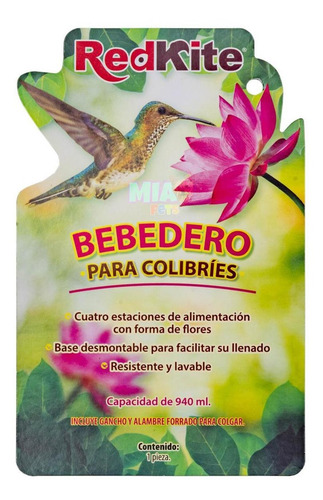 Imagen 6 de 6 de Bebedero Colibríes 4 Flores 940ml Alimentador De Aves