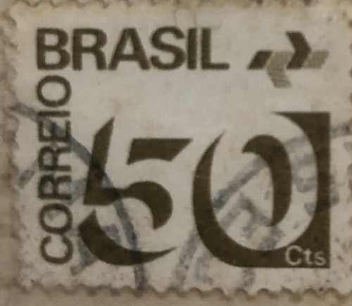 Estampilla Correo Brasil-cifra, 50 Cts.cts. Verde Oliva