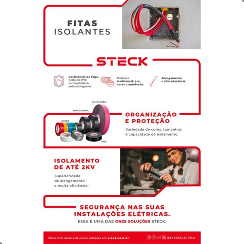 Fita Isolante Fiteck 19mm X 20m 0-90c 700v Preta Steck